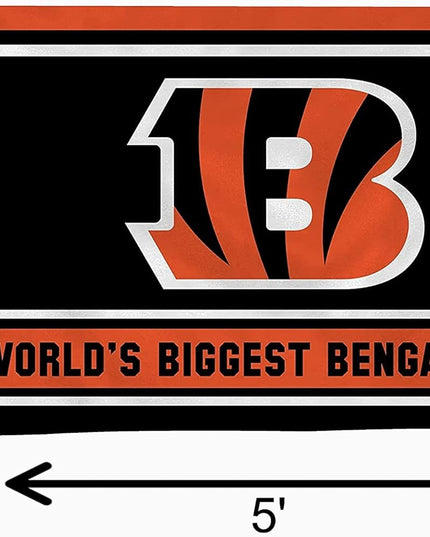 Cincinnati Bengals 3x5 Feet Flag Banner, World's Biggest Fan, Metal Grommets, Single Sided, Indoor or Outdoor Use