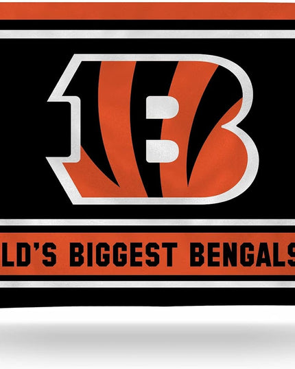 Cincinnati Bengals 3x5 Feet Flag Banner, World's Biggest Fan, Metal Grommets, Single Sided, Indoor or Outdoor Use