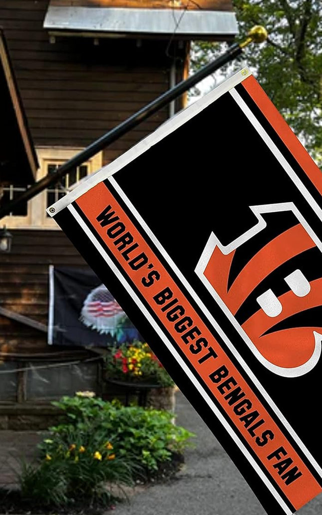 Cincinnati Bengals 3x5 Feet Flag Banner, World's Biggest Fan, Metal Grommets, Single Sided, Indoor or Outdoor Use