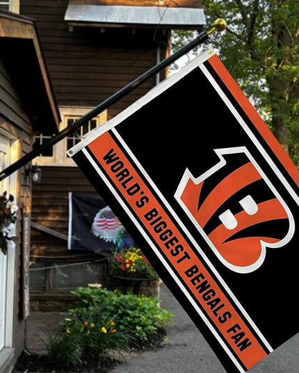 Cincinnati Bengals 3x5 Feet Flag Banner, World's Biggest Fan, Metal Grommets, Single Sided, Indoor or Outdoor Use
