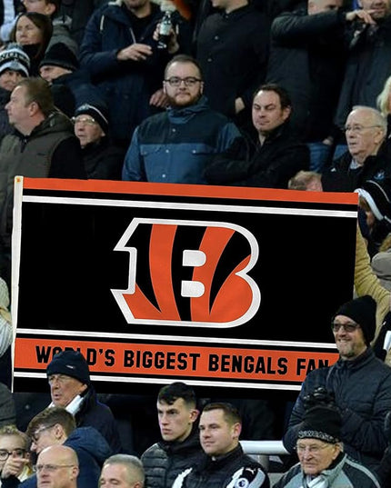Cincinnati Bengals 3x5 Feet Flag Banner, World's Biggest Fan, Metal Grommets, Single Sided, Indoor or Outdoor Use