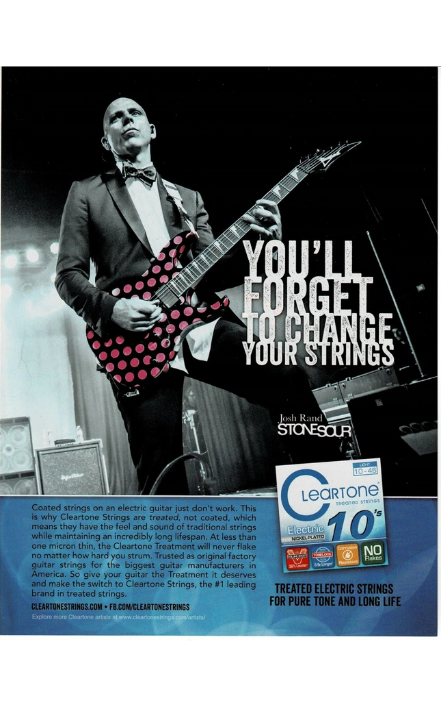 Cleartone Strings - Josh Rand of Stone Sour - 2015 Print Advertisement