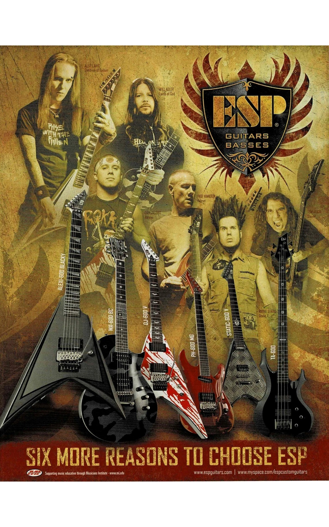 ESP GUITARS - LAIHO / ADLER / HAMILTON / JACOBS / ARAYA - 2008 Print Ad