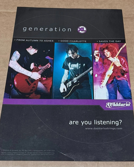 D'Addario Strings - FROM AUTUMN TO ASHES / GOOD CHARLOTTE - 2003 Print Ad