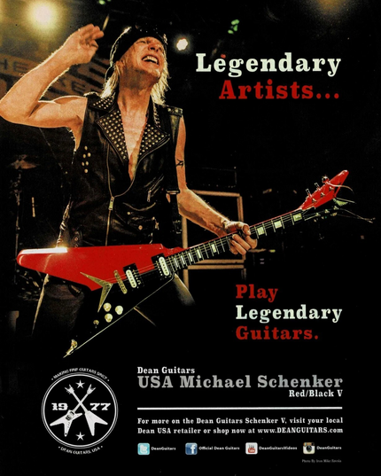 Michael Schenker of Scorpions - DEAN GUITARS - 2015 Print Advertisement