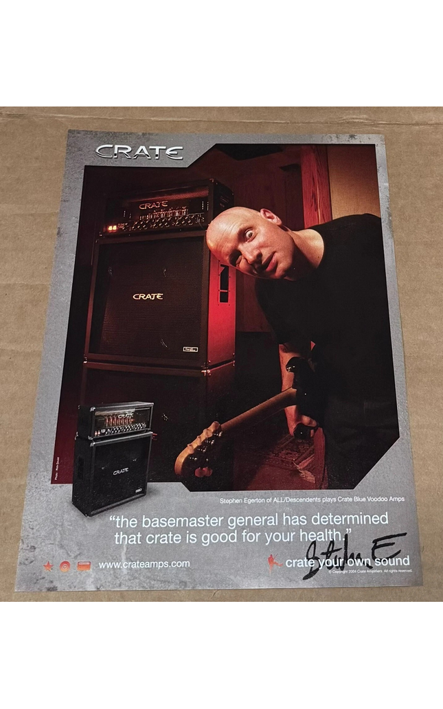 STEPHEN EGERTON of ALL/DESCENDENTS - CRATE AMPS - 2004 Print Advertisement