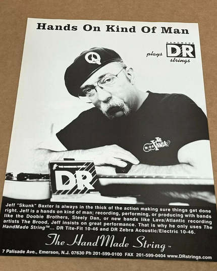 JEFF SKUNK BAXTER of DOOBIE BROTHERS - DR Strings - 1998 Print Advertisement