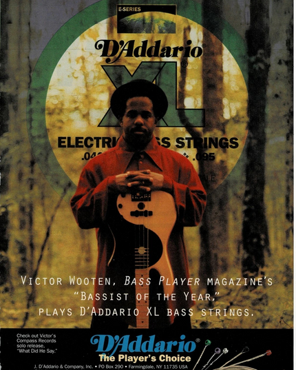 D'Addario Strings - VICTOR WOOTEN - 1998 Print Advertisement