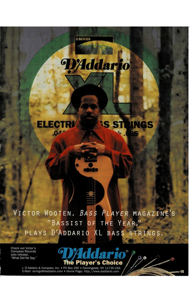 D'Addario Strings - VICTOR WOOTEN - 1998 Print Advertisement