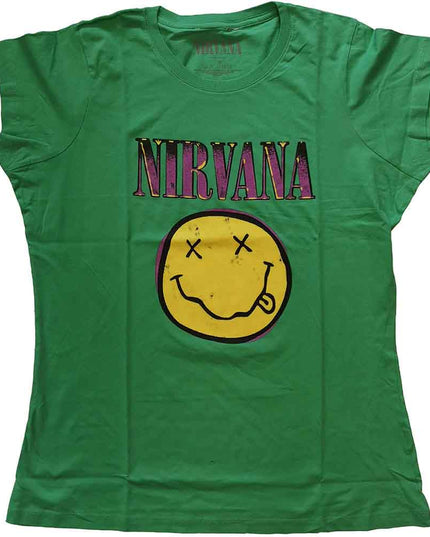 Nirvana Xerox Happy Face Pink [T-Shirt] Womens