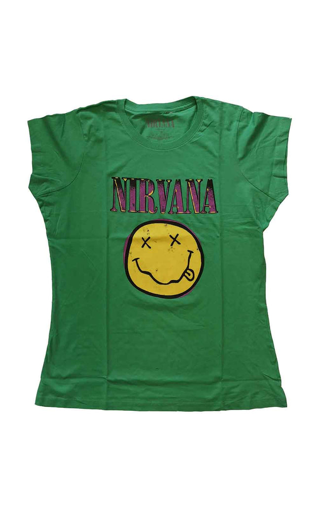 Nirvana Xerox Happy Face Pink [T-Shirt] Womens