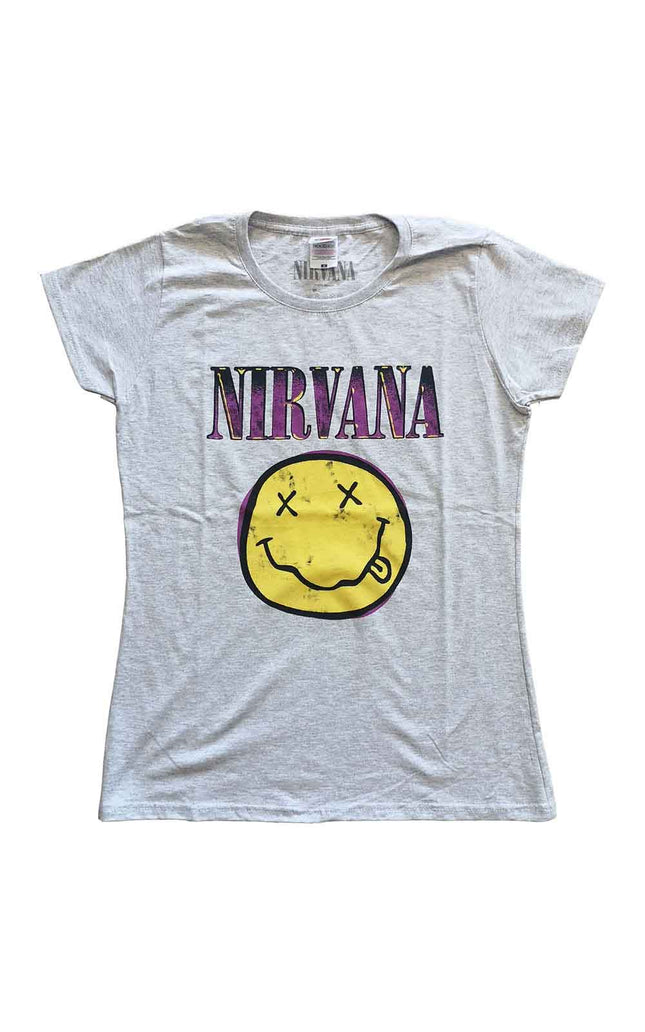 Nirvana Xerox Happy Face Pink [T-Shirt] - Womens