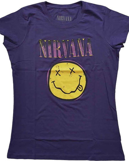 Nirvana Xerox Happy Face Pink [T-Shirt] Womens