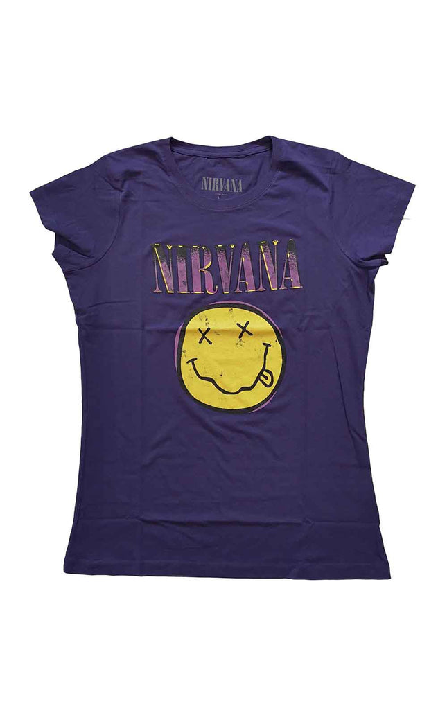 Nirvana Xerox Happy Face Pink [T-Shirt] Womens