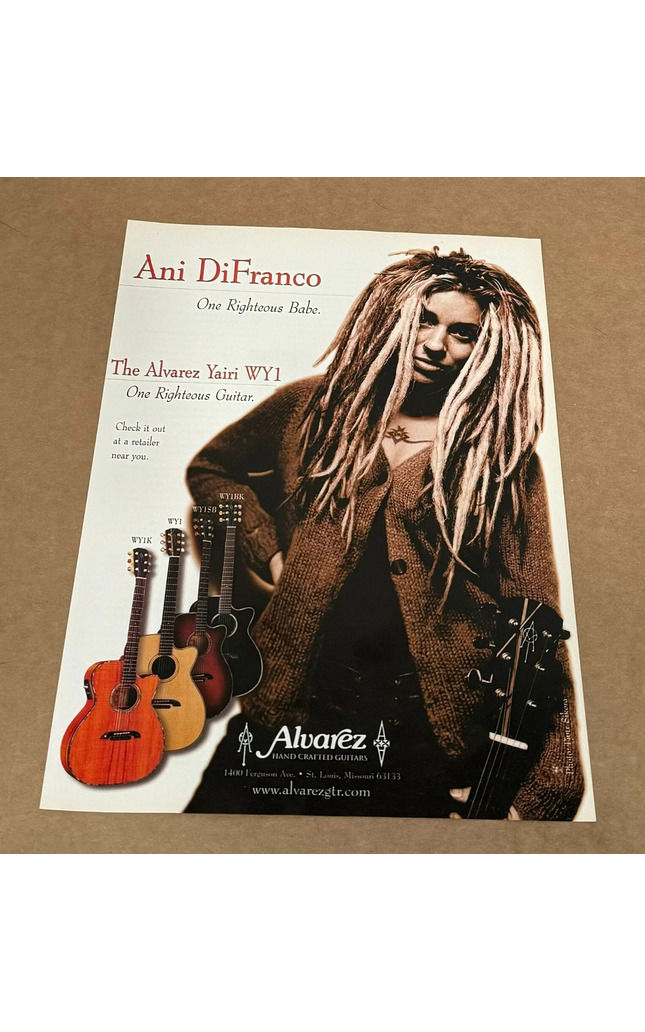 ANI DIFRANCO - ALVAREZ-YAIRI GUITARS - 1999 Print Advertisement