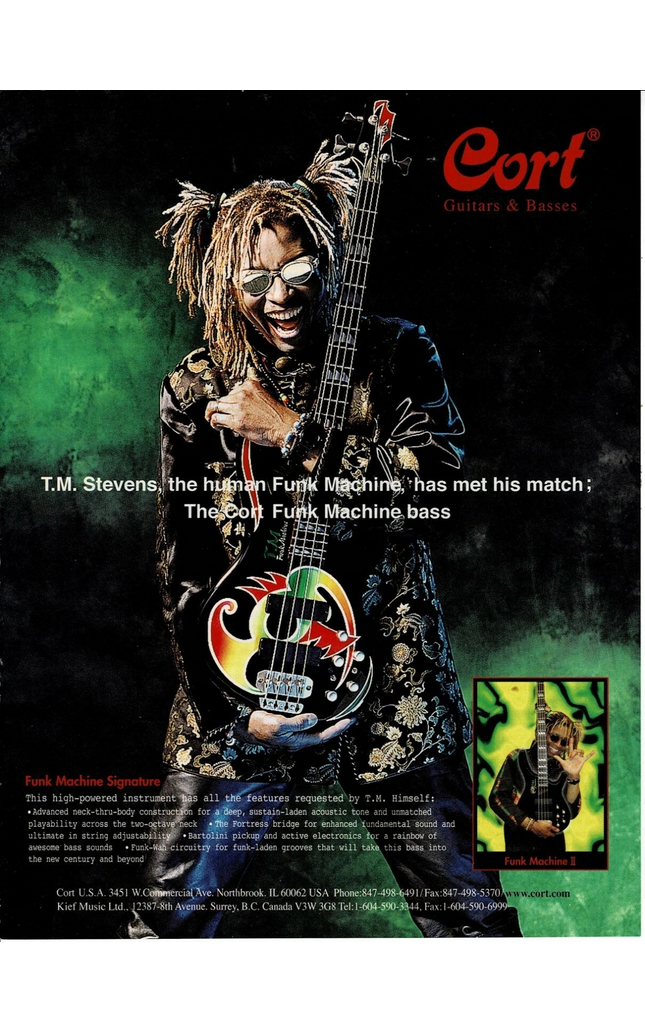Cort Guitars - Funk Machine Bass - TM Stevens - 2002 Print Ad