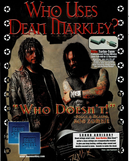 Riggs & Blasko of Rob Zombie - Dean Markley Strings - Print Advertisement