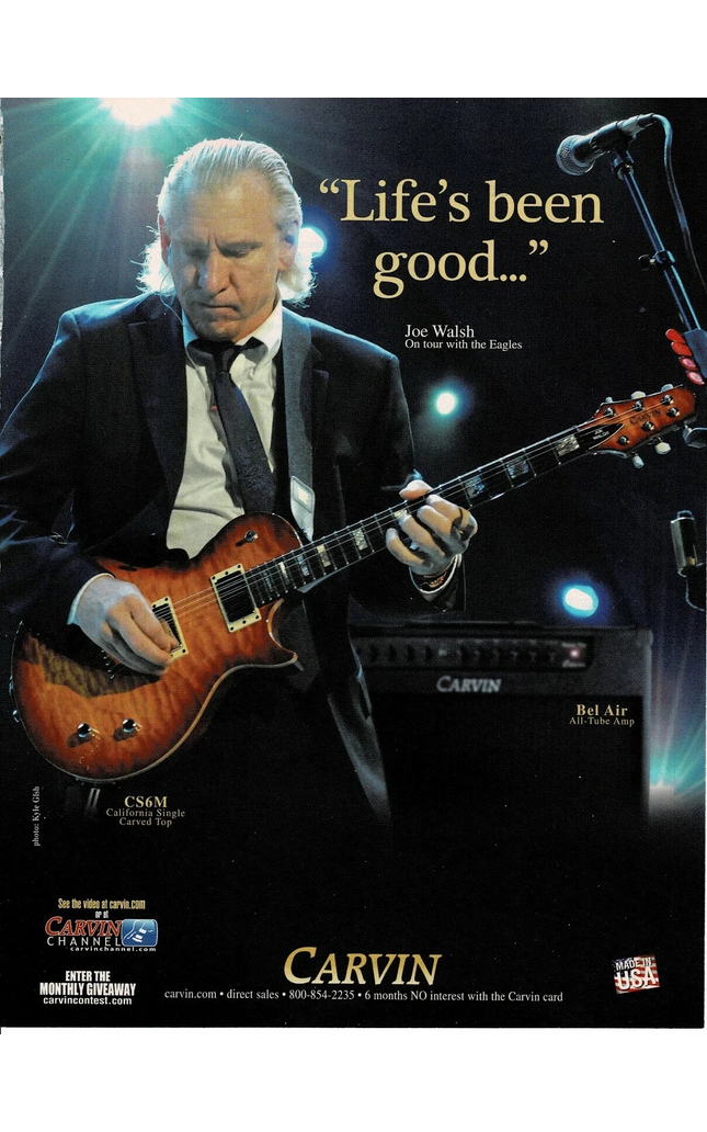 JOE WALSH OF THE EAGLES - CARVIN GUITARS - 2011 Print Ad