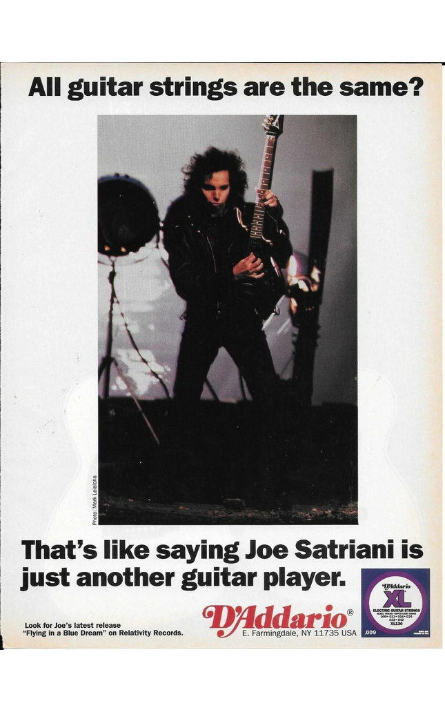 D'Addario Strings - JOE SATRIANI - 1990 Print Advertisement