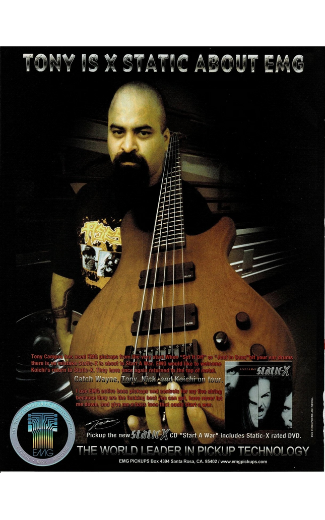 EMG PICKUPS - TONY CAMPOS of STATIC-X - 2005 Print Advertisement