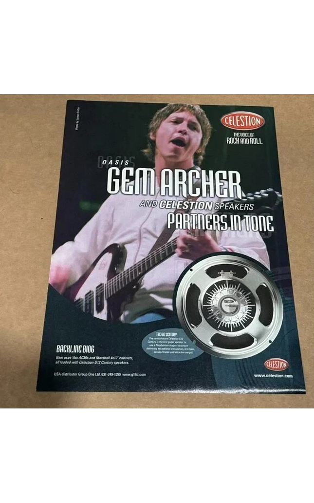 CELESTION SPEAKERS - GEM ARCHER of OASIS - 2002 Print Advertisement