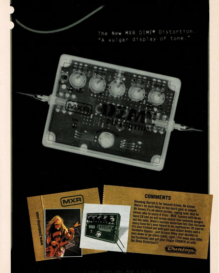 DIMEBAG DARRELL of PANTERA / DAMAGEPLAN - Dunlop Dime Distortion - 2003 Print Ad