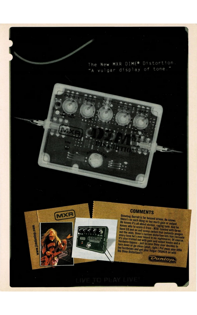 DIMEBAG DARRELL of PANTERA / DAMAGEPLAN - Dunlop Dime Distortion - 2003 Print Ad