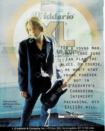 D'Addario Strings - JONNY LANG - 1997 Print Advertisement