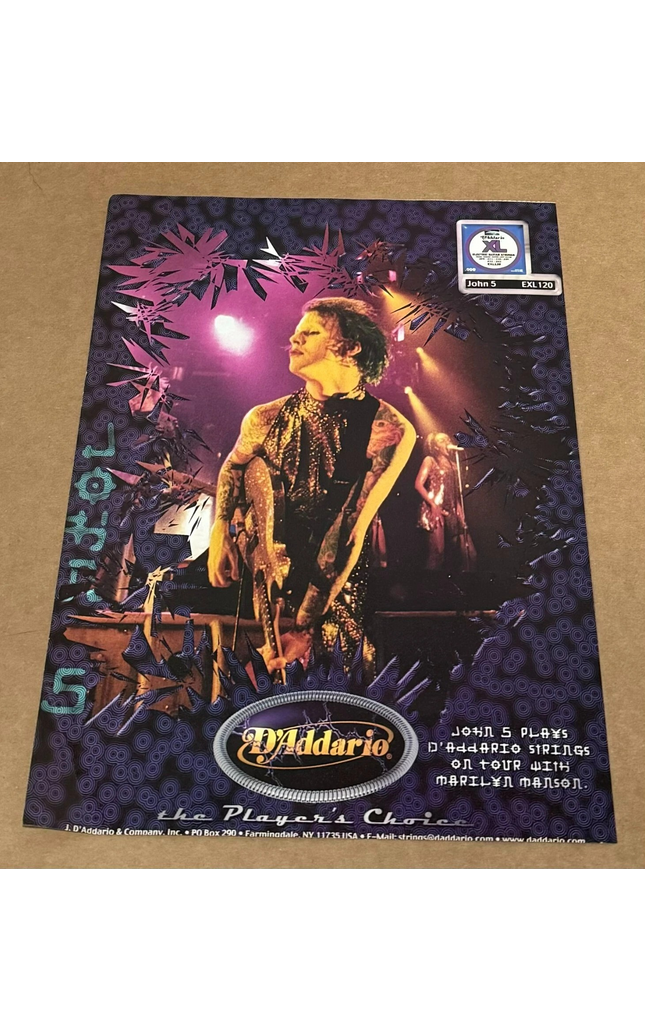 D'Addario Strings - JOHN 5 of MARILYN MANSON - 1999 Print Ad