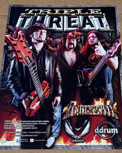 HELLYEAH - MAXWELL / ZILLA / VINNIE PAUL - DEAN GUITARS / DDRUM - 2011 Print Ad