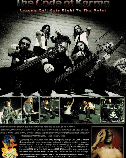 LACUNA COIL - EMG PICKUPS - 2006 Print Advertisement