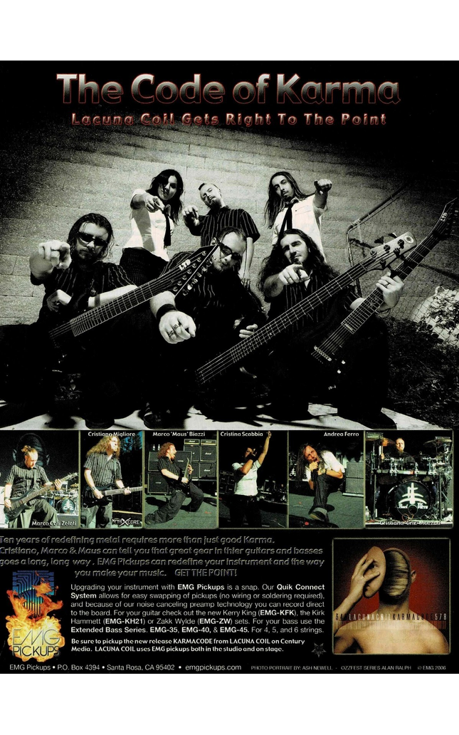 LACUNA COIL - EMG PICKUPS - 2006 Print Advertisement