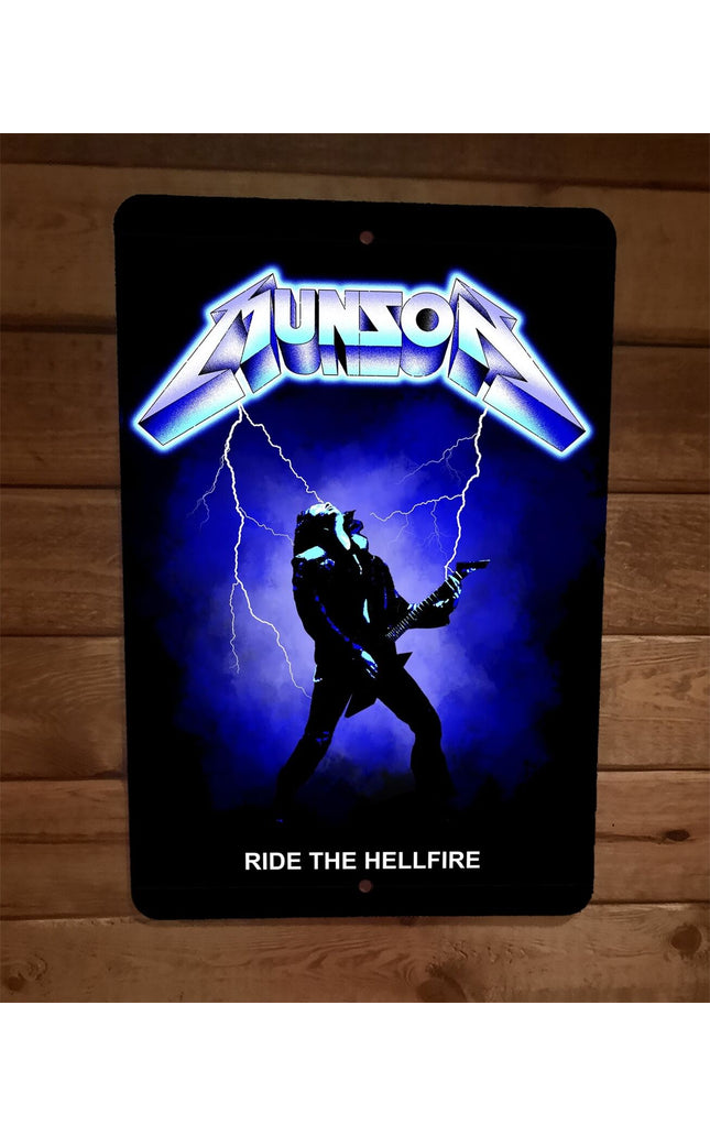 Eddie Munson Ride the Hellfire Metallica Lightning 8x12 Metal Wall Sign