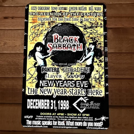 Reunion of the Century 1998 Black Sabbath Pantera Megadeth 8x12 Metal Wall Sign