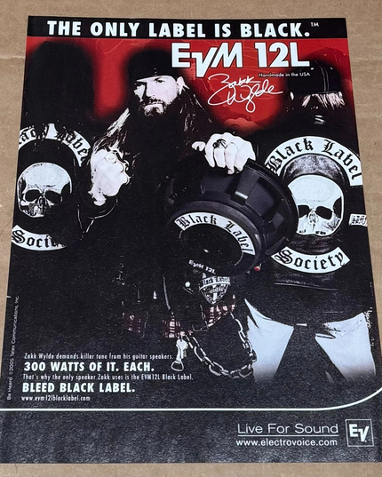 ZAKK WYLDE of BLACK LABEL SOCIETY - EVM Electro-Voice Speakers - 2005 Print Ad