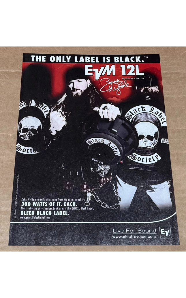 ZAKK WYLDE of BLACK LABEL SOCIETY - EVM Electro-Voice Speakers - 2005 Print Ad