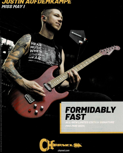 JUSTIN AUFDEMKAMPE of MISS MAY I - CHARVEL GUITARS - 2018 Print Advertisement