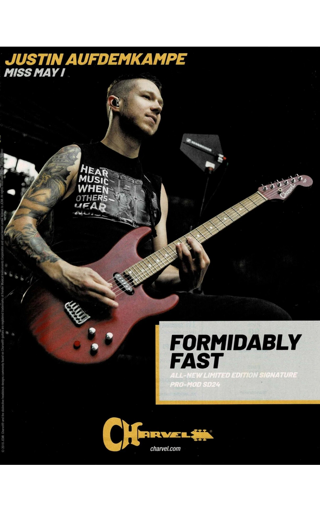 JUSTIN AUFDEMKAMPE of MISS MAY I - CHARVEL GUITARS - 2018 Print Advertisement