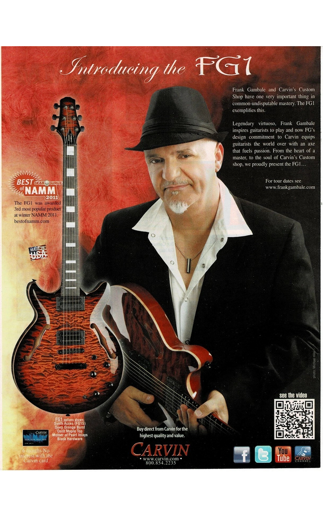 CARVIN GUITARS - FRANK GAMBALE - 2011 Print Advertisement
