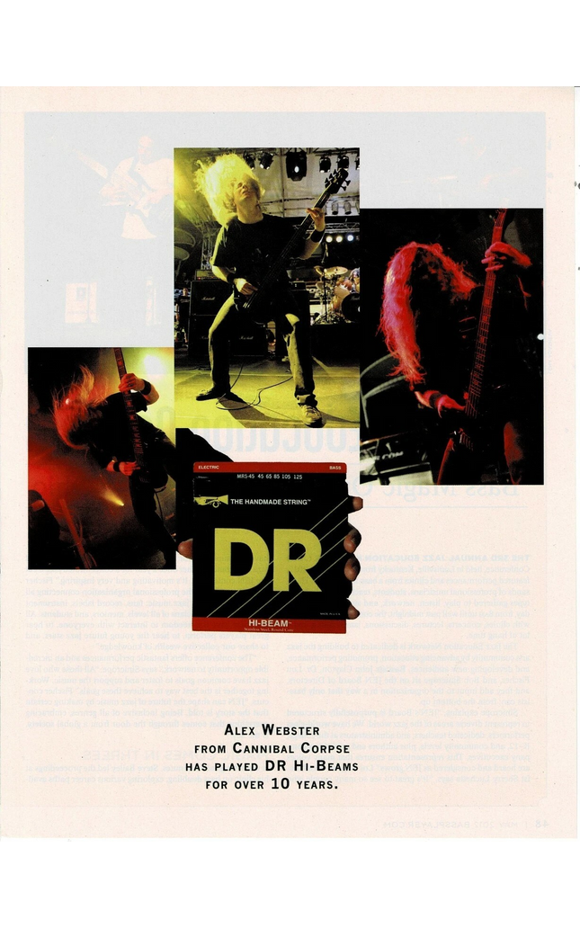 ALEX WEBSTER of CANNIBAL CORPSE - DR Strings - 2012 Print Ad