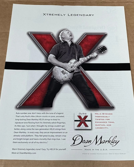 Alex Lifeson of RUSH - Dean Markley Strings - 2012 Print Advertisement