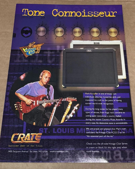 MARK KNOPFLER - CRATE AMPS - 1997 Print Advertisement
