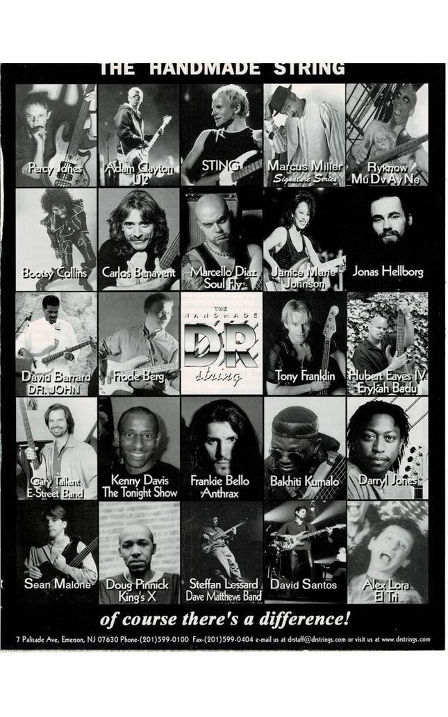 DR Strings - STING / TALLENT / BOOTSY / KUMALO / BELLO - 2001 Print Ad