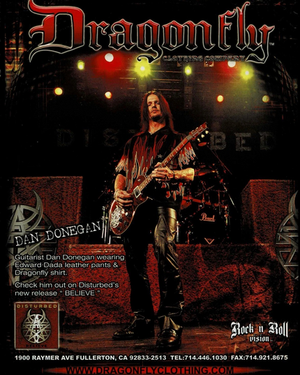 DRAGONFLY CLOTHING - DAN DONEGAN of DISTURBED - 2003 - Music Print Ad