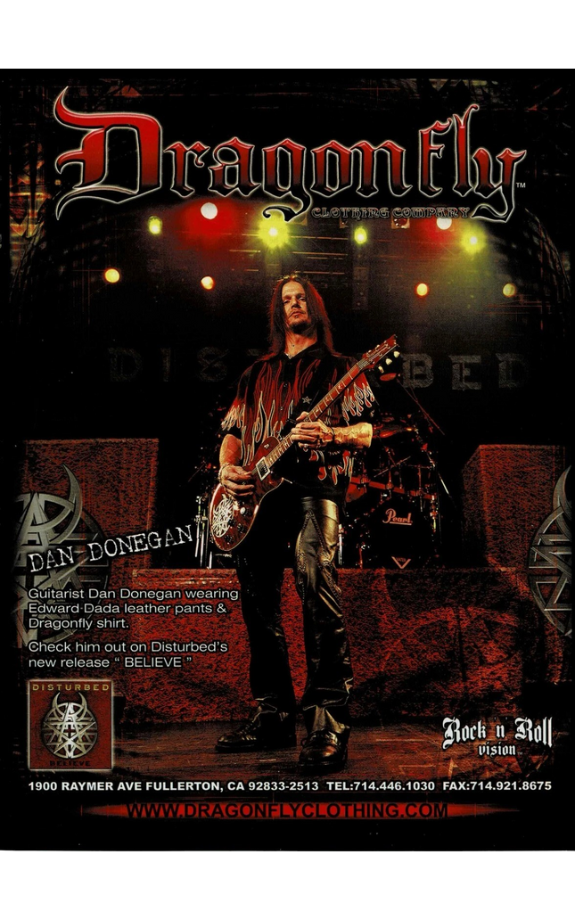 DRAGONFLY CLOTHING - DAN DONEGAN of DISTURBED - 2003 - Music Print Ad