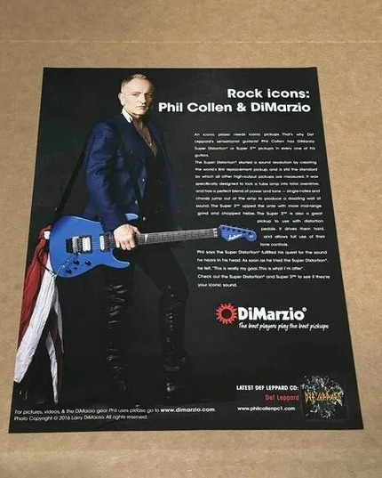 Phil Collen of Def Leppard - DiMarzio Pickups - 2017 Print Ad