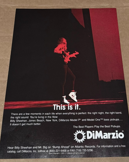 DiMarzio Pickups - BILLY SHEEHAN - 1993 Print Advertisement