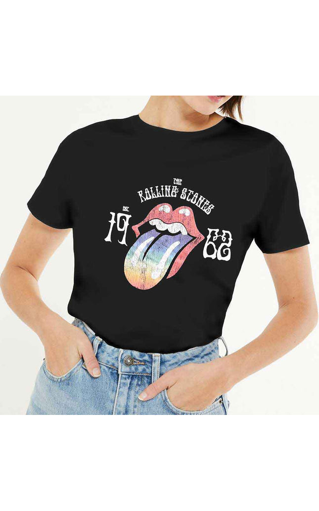 The Rolling Stones Sixty Rainbow Tongue '62 [T-Shirt] Womens