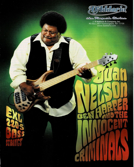 D'Addario Strings - JUAN NELSON of BEN HARPER - 2001 Print Advertisement