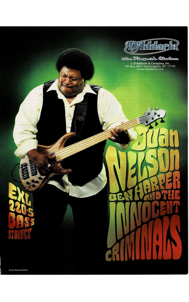 D'Addario Strings - JUAN NELSON of BEN HARPER - 2001 Print Advertisement